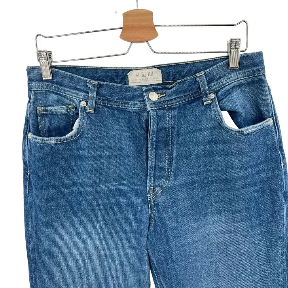 Free‎ People Maggie Straight Jeans Sequoia Blue Denim Size 28